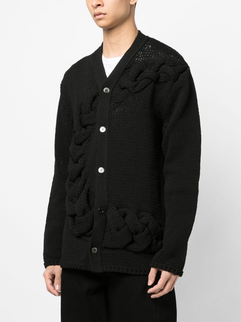 braided-band V-neck cardigan - 3
