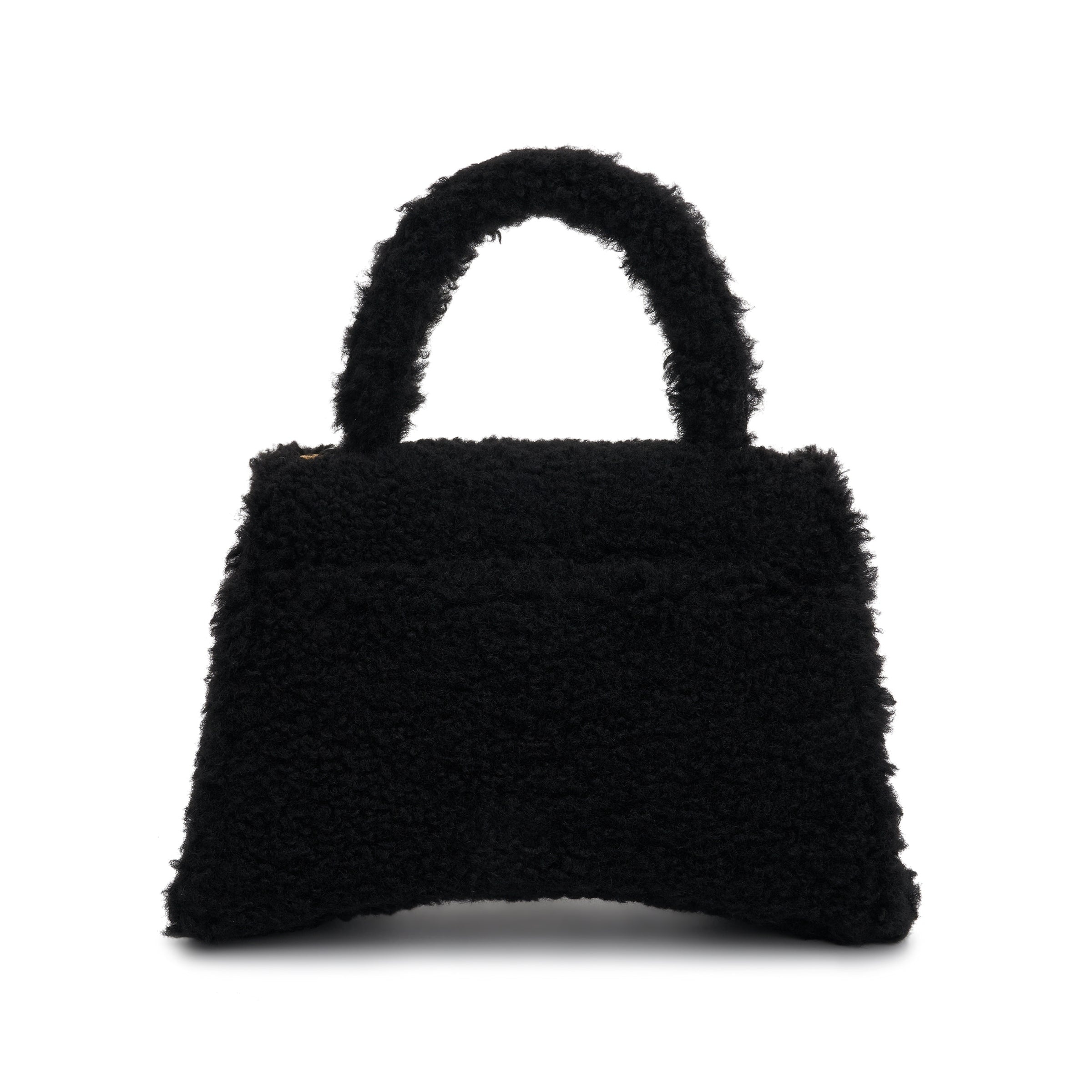 Furry Hourglass Small Handbag in Black - 3