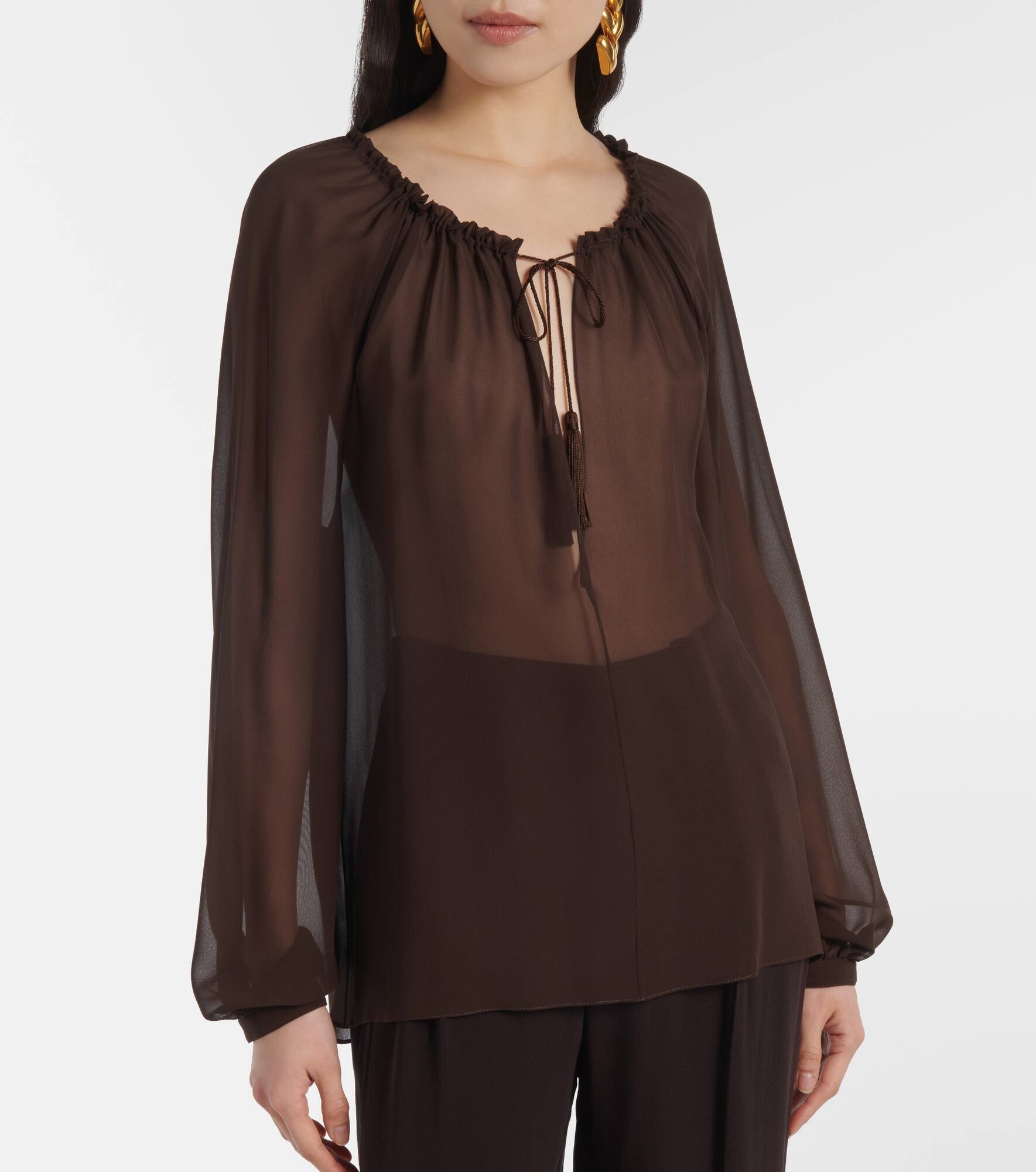 Sheer silk georgette blouse - 6