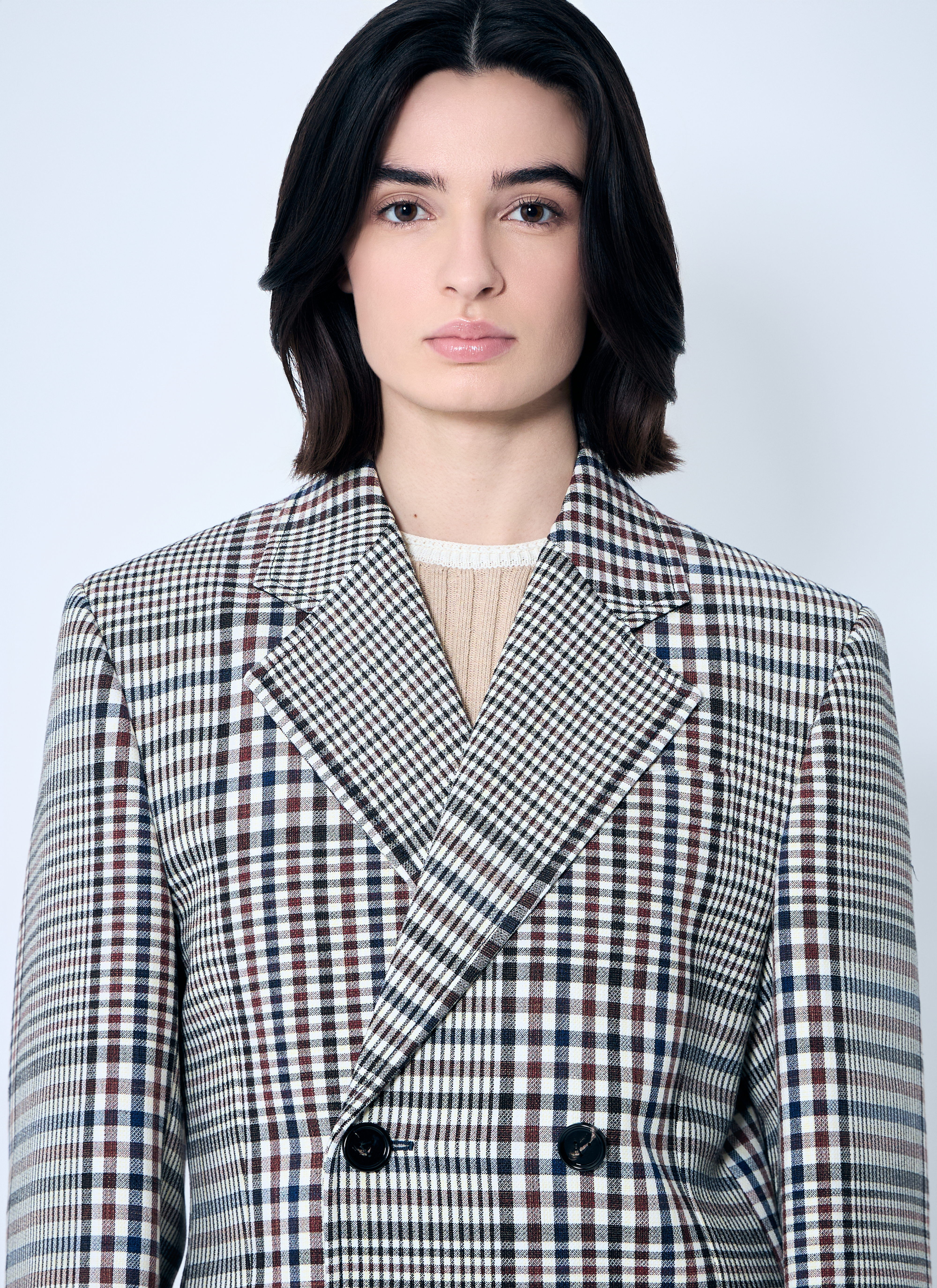 Structured Check-Cotton Blazer - 5