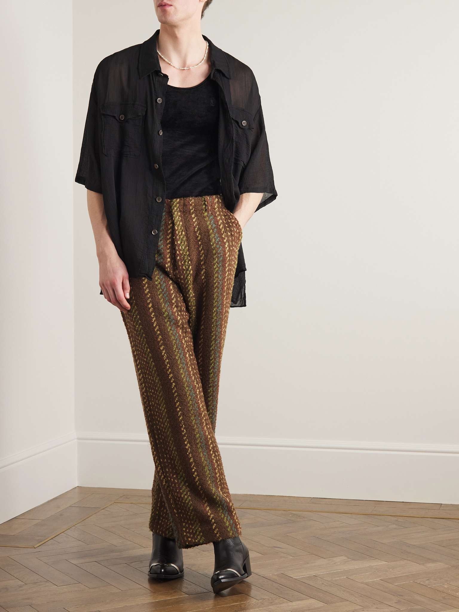 Borrowed Wide-Leg Bouclé-Jacquard Trousers - 2