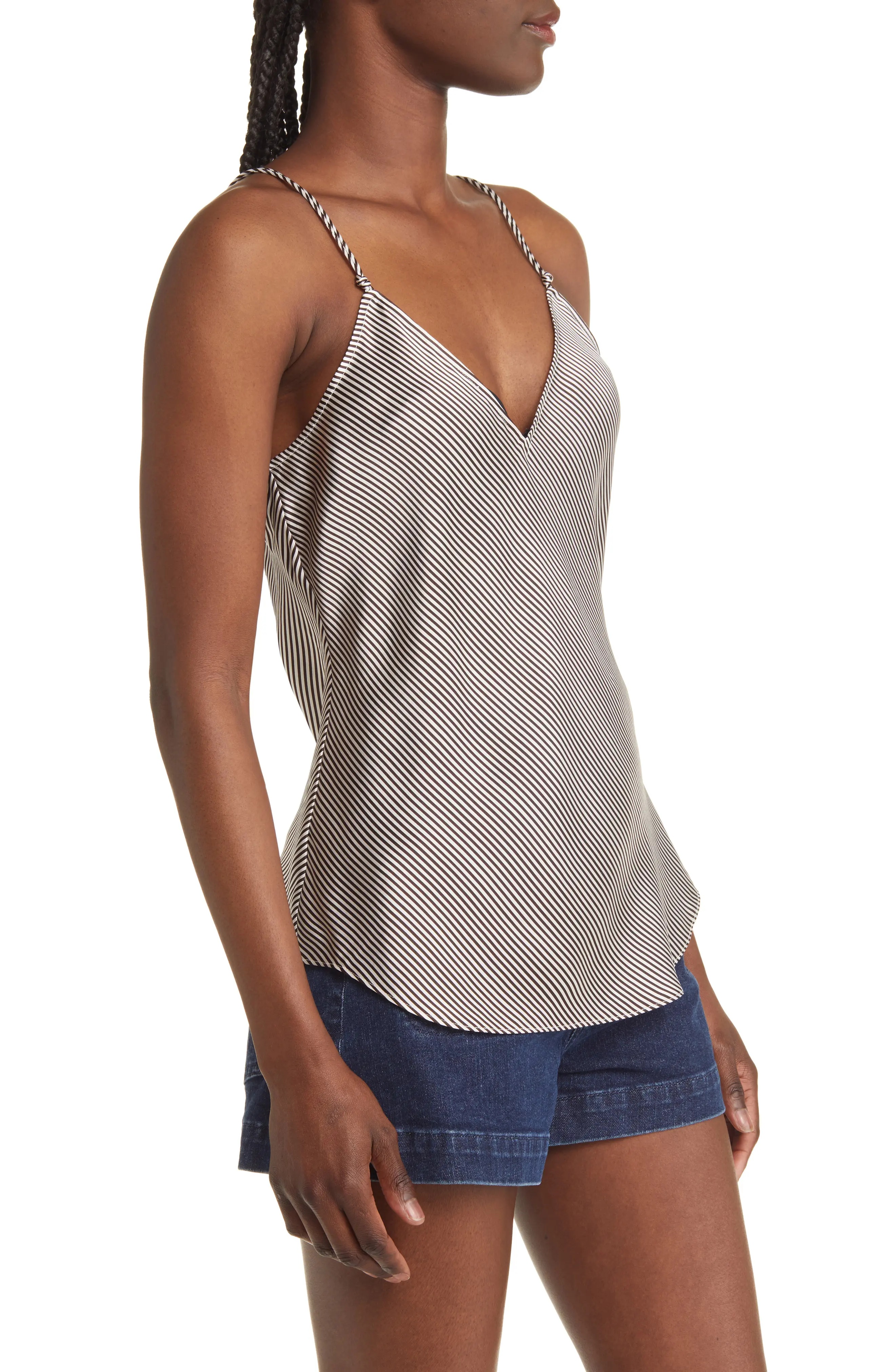 Stripe V-Neck Silk Camisole - 3