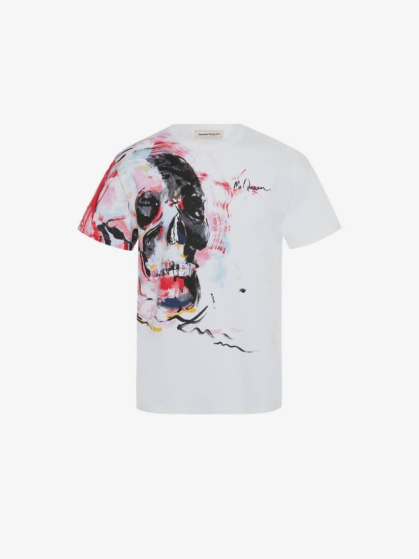 Men's Engineered Paint Skull T-shirt in White - 1