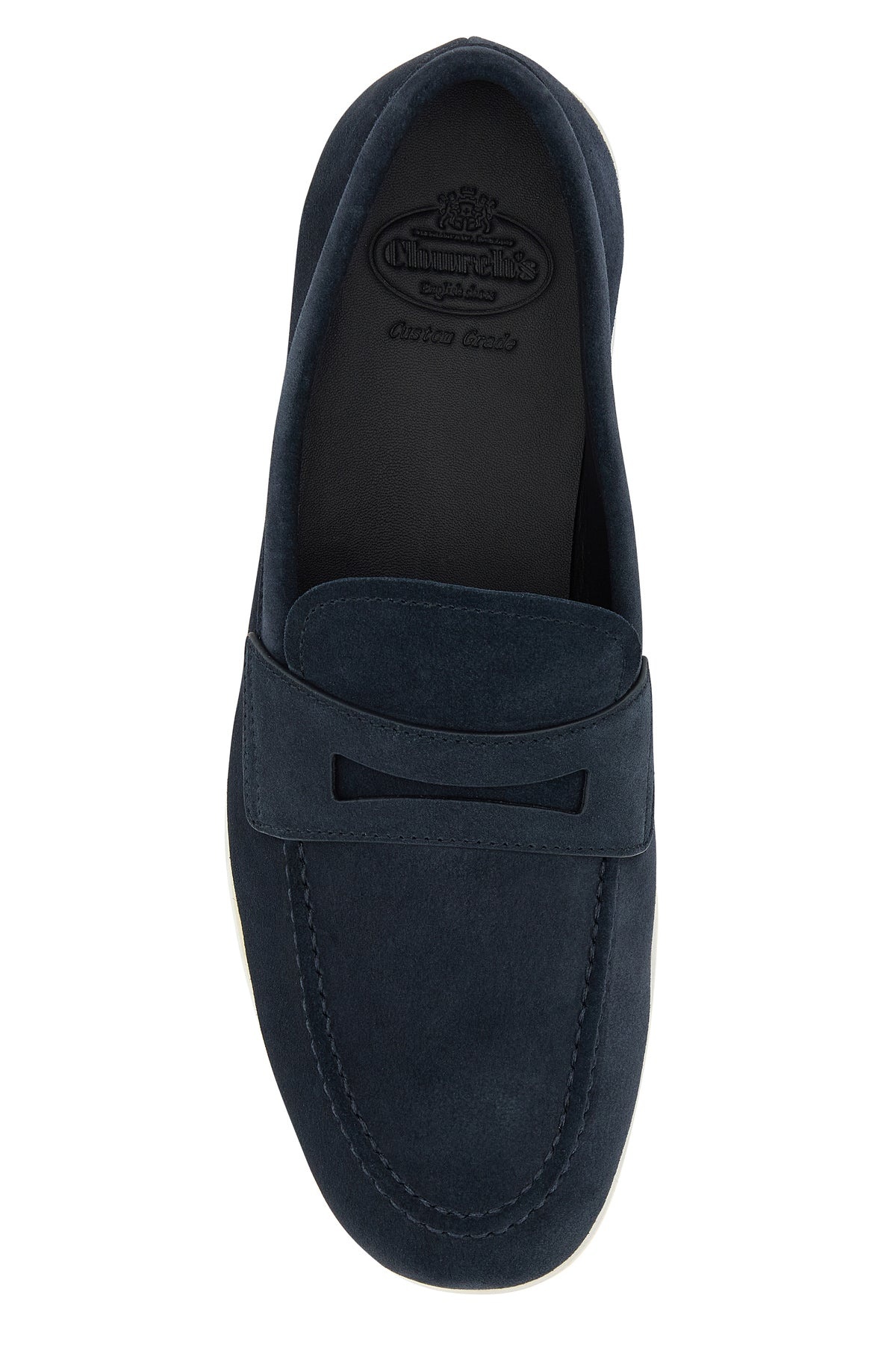 Navy blue suede loafers - 4
