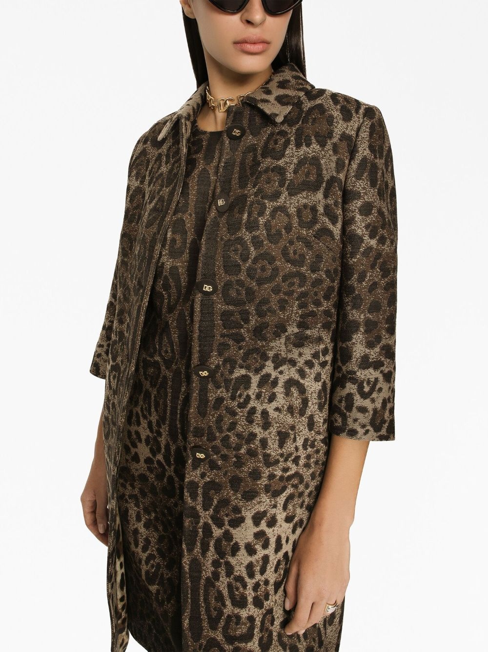 leopard-print single-breasted coat - 5