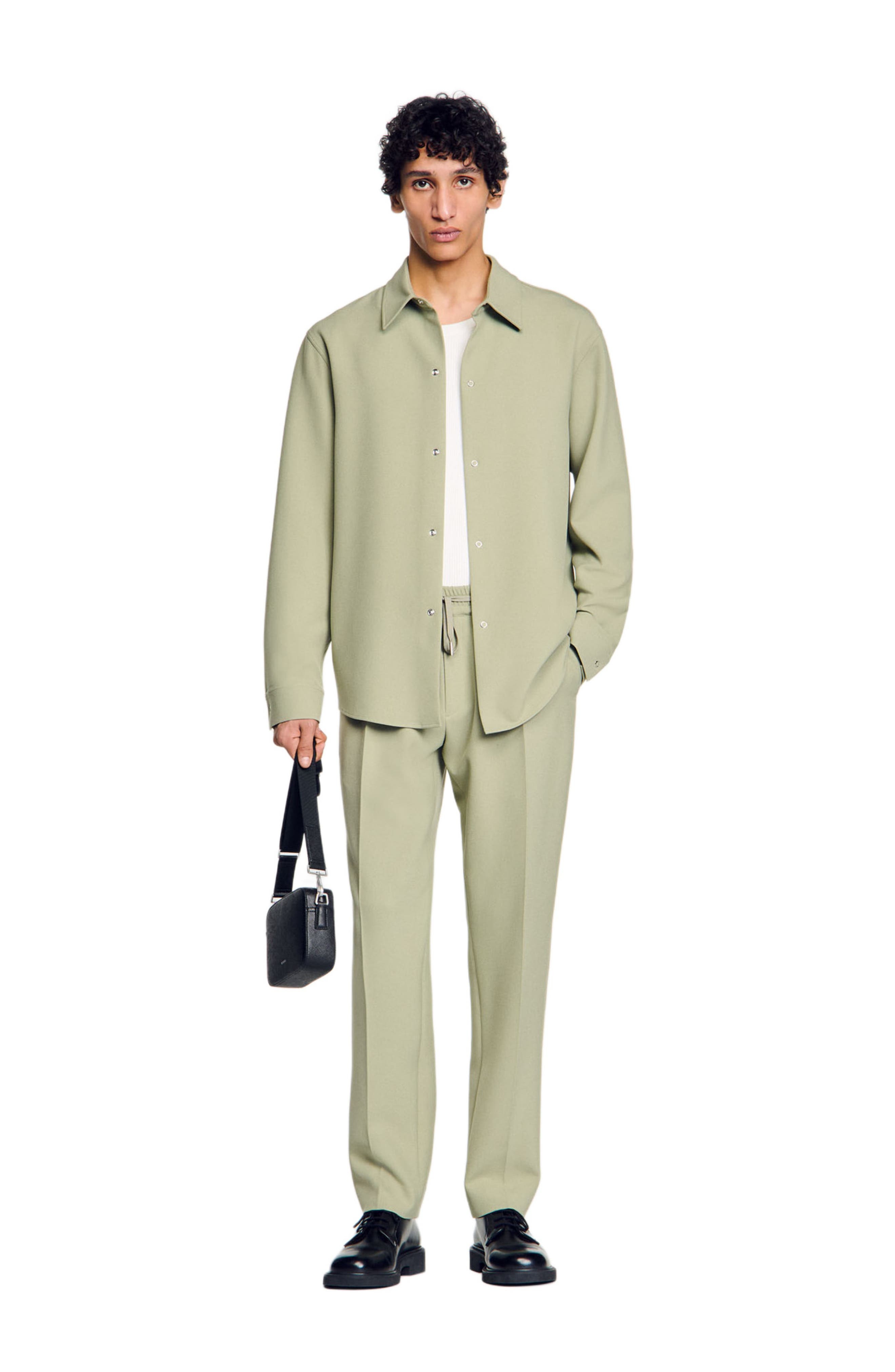 SANDRO Long-sleeved jersey shirt in Light Kaki. at Nordstrom - 6
