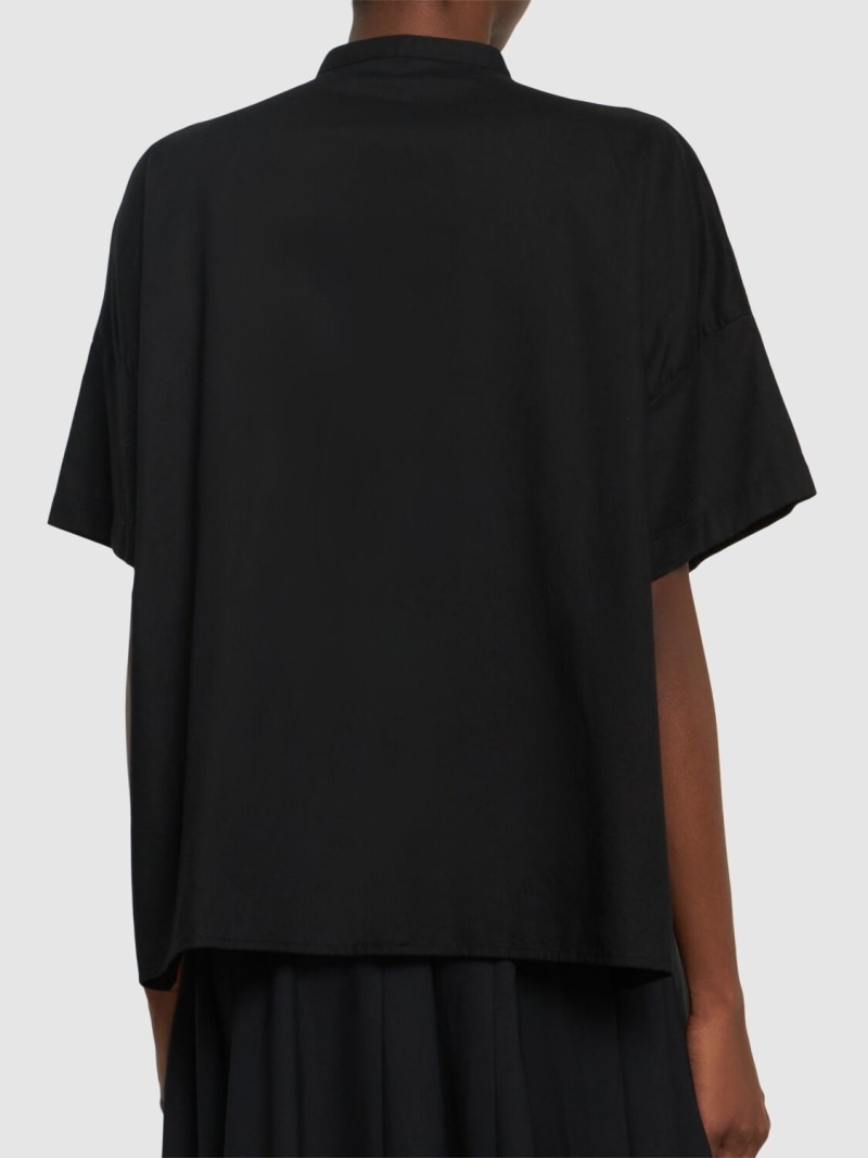 Draped cotton twill s/s boxy shirt - 3