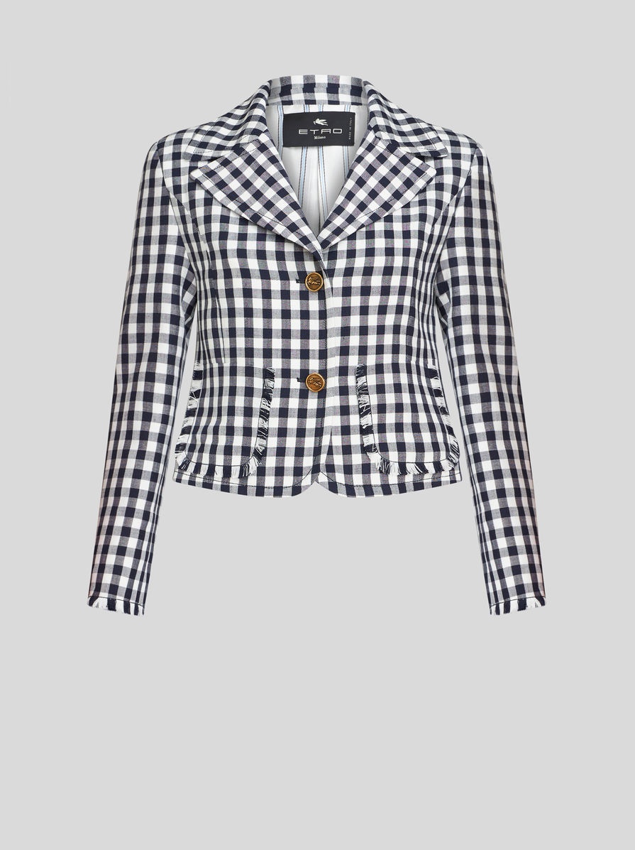 SHORT GINGHAM JACKET - 1