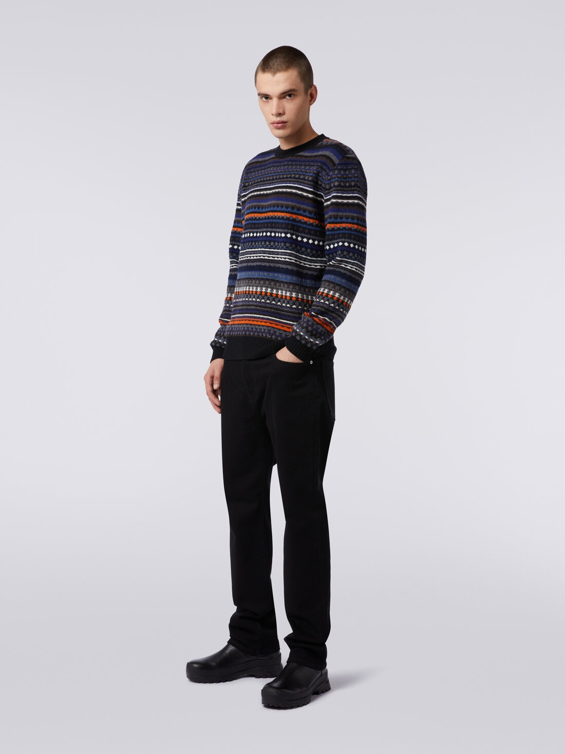 Jacquard wool crew-neck sweater - 3