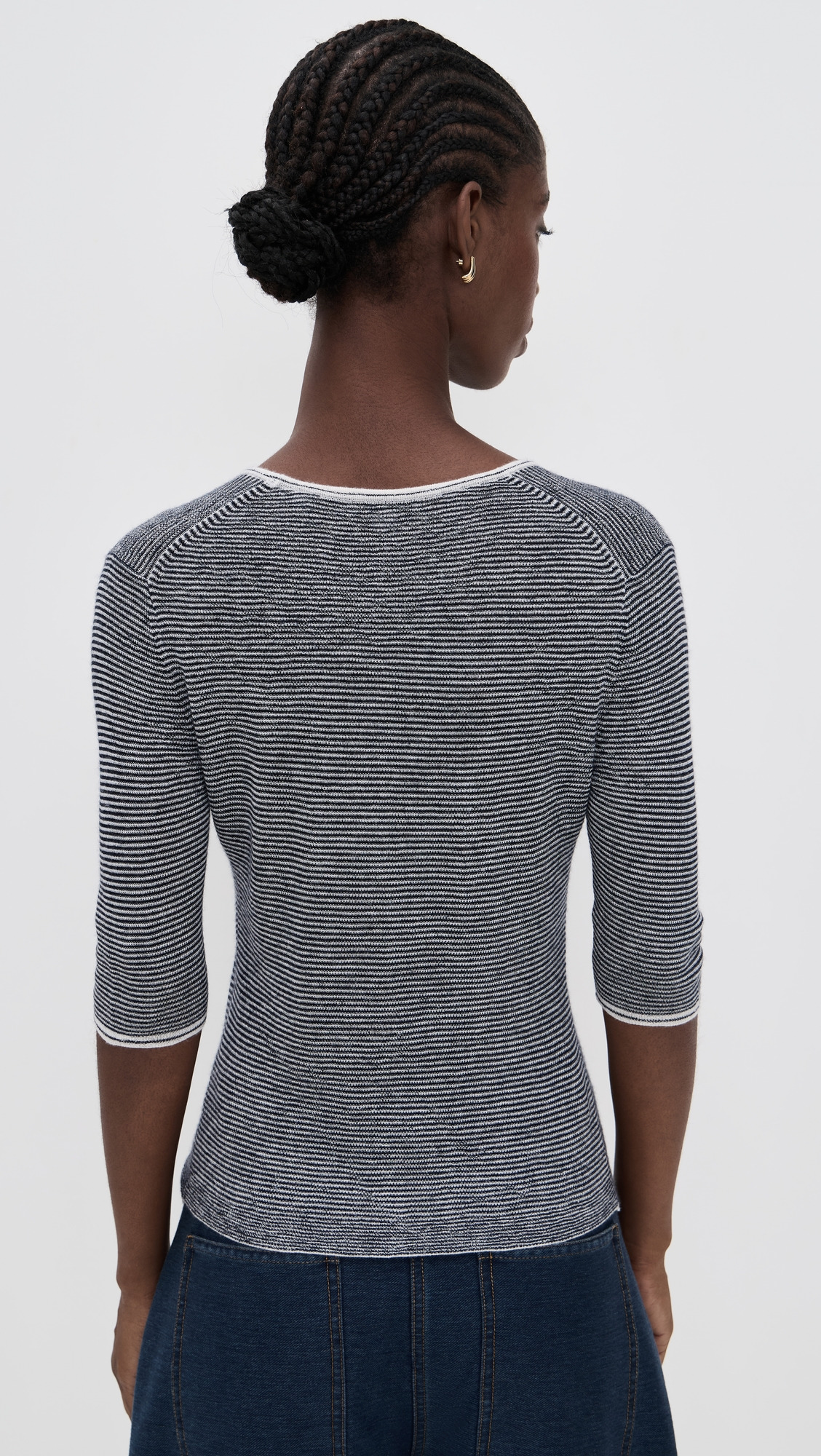 Microstripe V Neck Cardigan - 2
