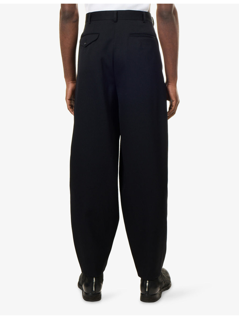 Tapered Pleat Wide-Leg Wool Trousers 4