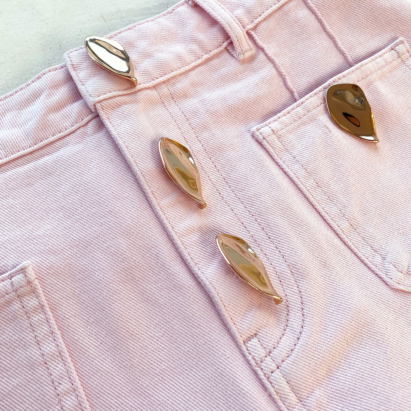 Light Pink Denim Straight Leg Jeans 30" - 6