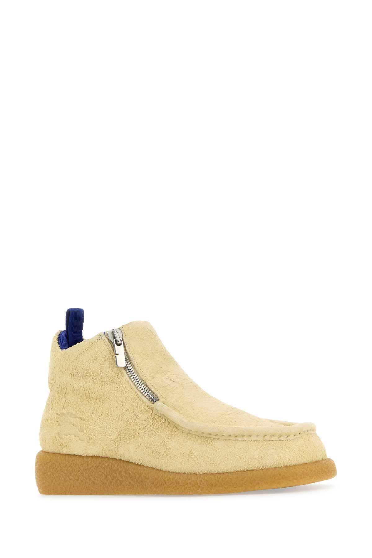 Burberry Men Cream Suede Chance Ankle Boots - 2
