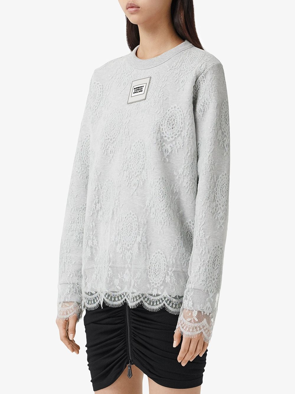 lace overlay sweatshirt - 3