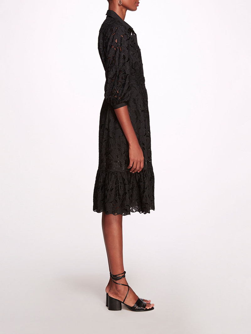 Marchesa VIOLA LASER CUT FLORAL MIDI SHIRT DRESS outlook