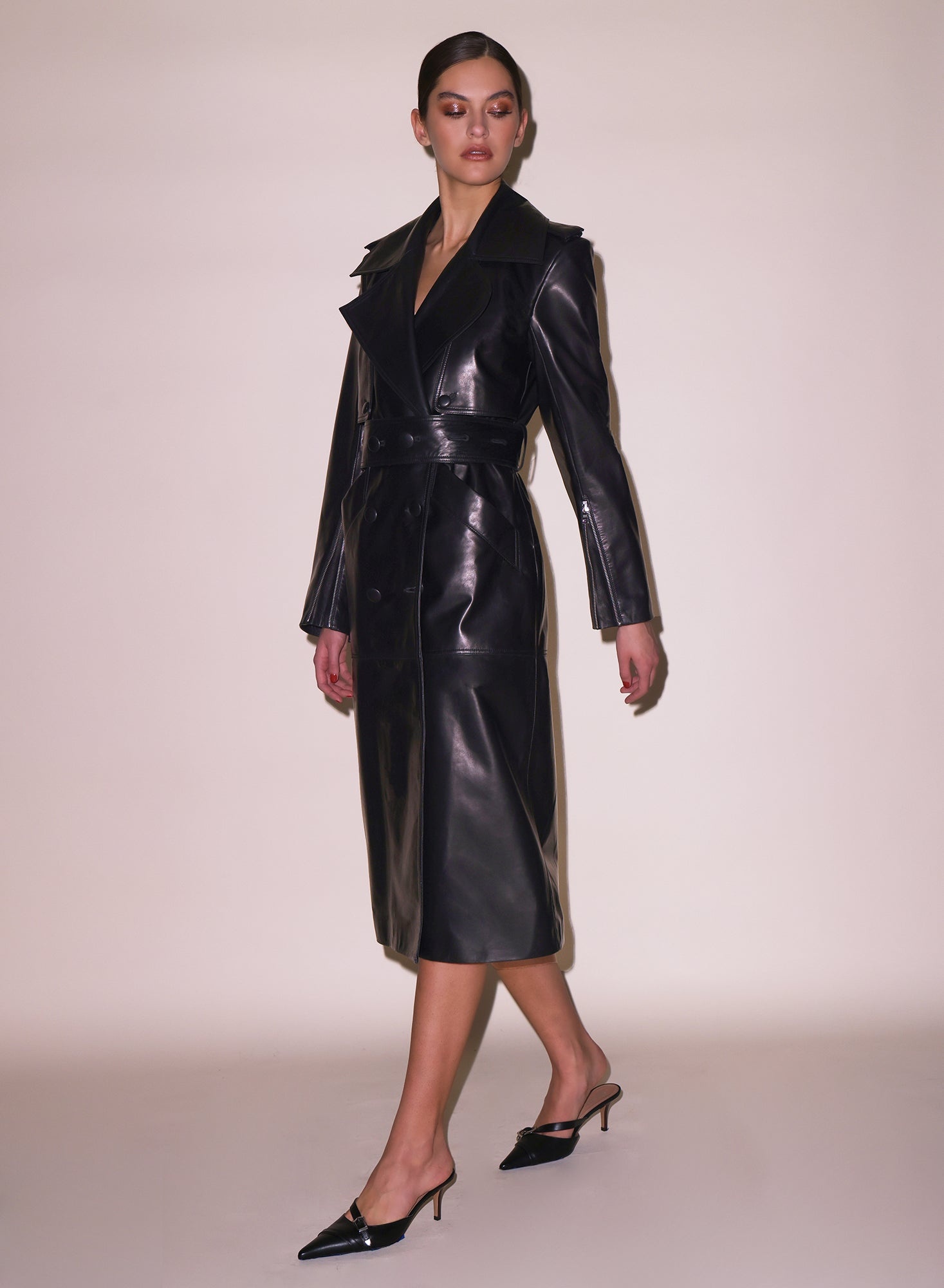 Moto Leather Trench Coat - 6