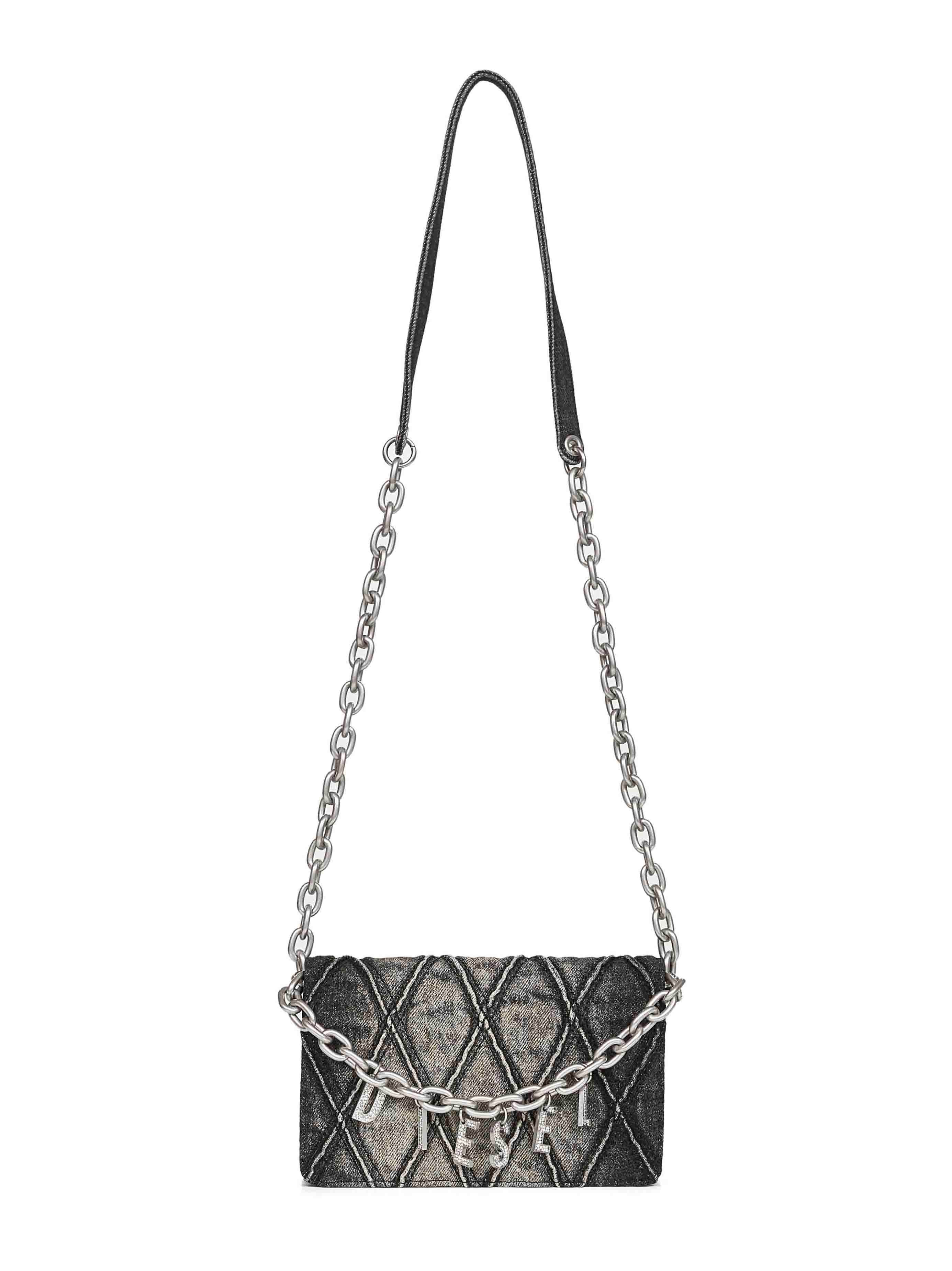 Diesel Women Black Charm-D Wallet Strap Wallet On Chain - 1
