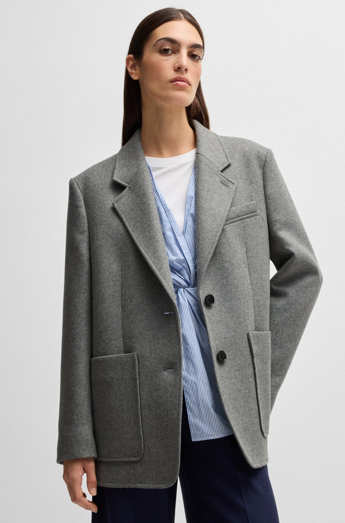 OVERSIZE-FIT BLAZER IN MELANGE WOOL - 6