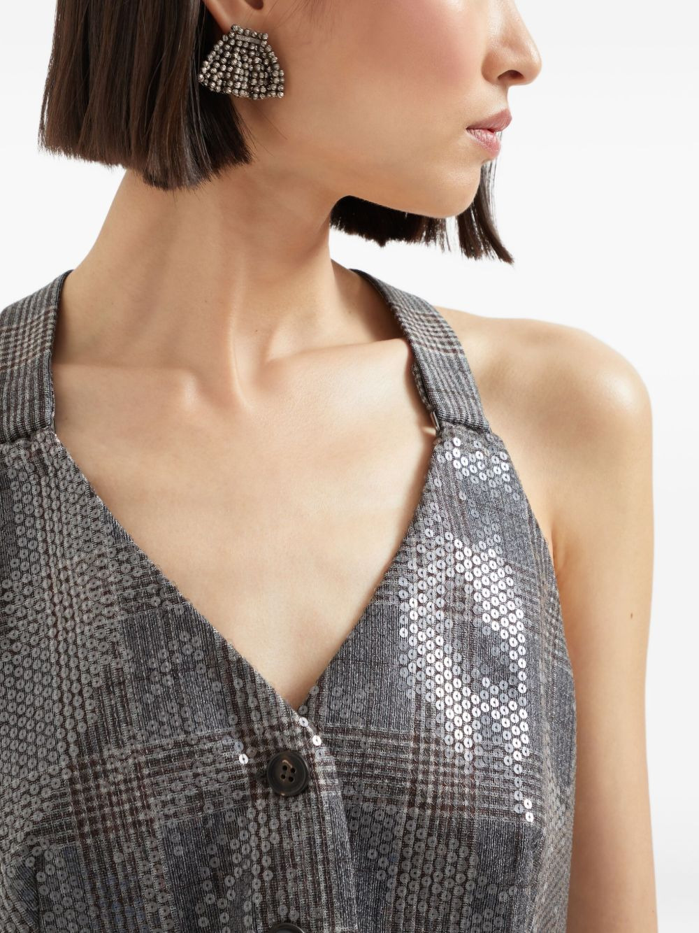 sequinned checked waistcoat - 5