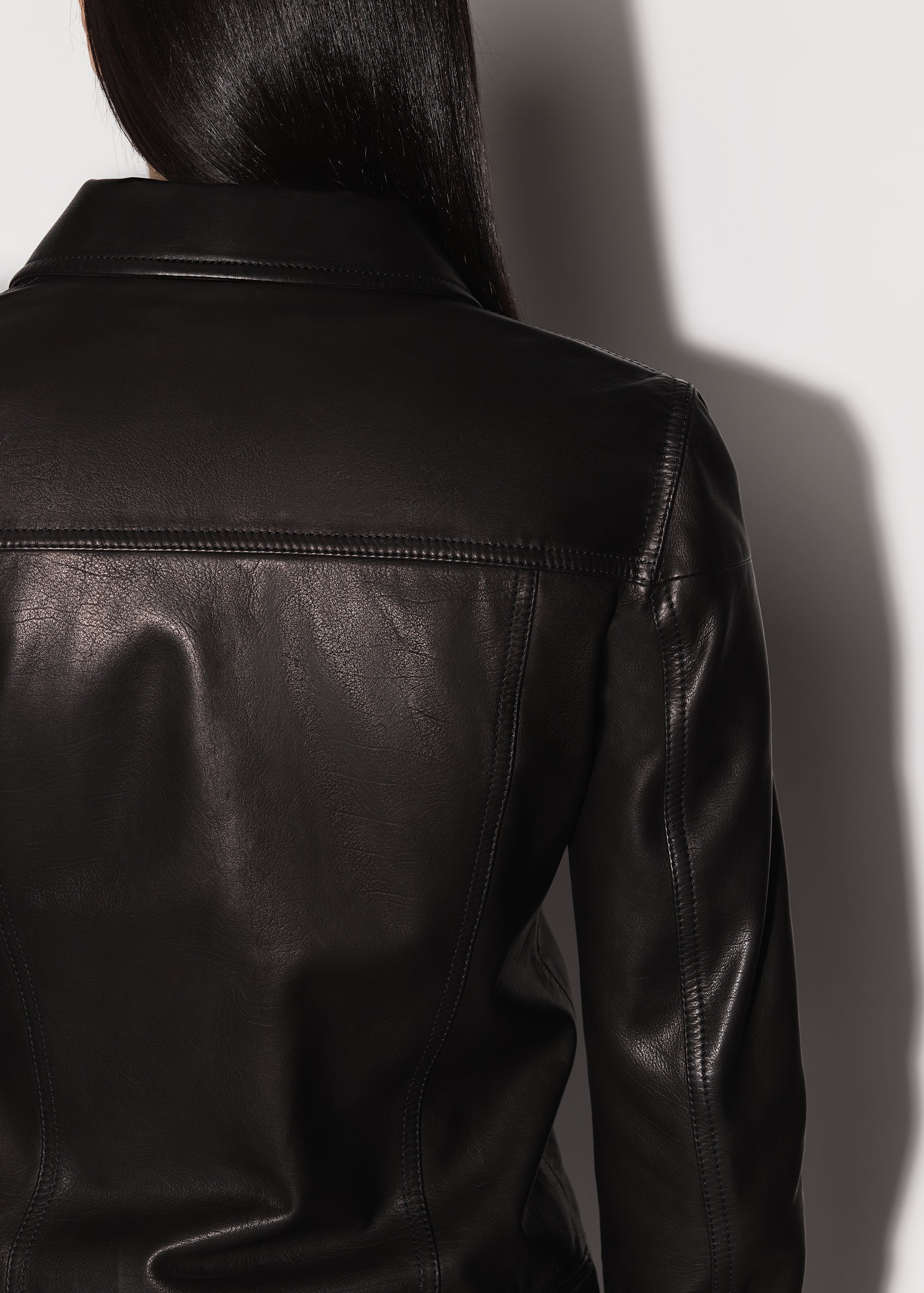 LEATHER STRONG SHOULDER TRUCKER JACKET - 10