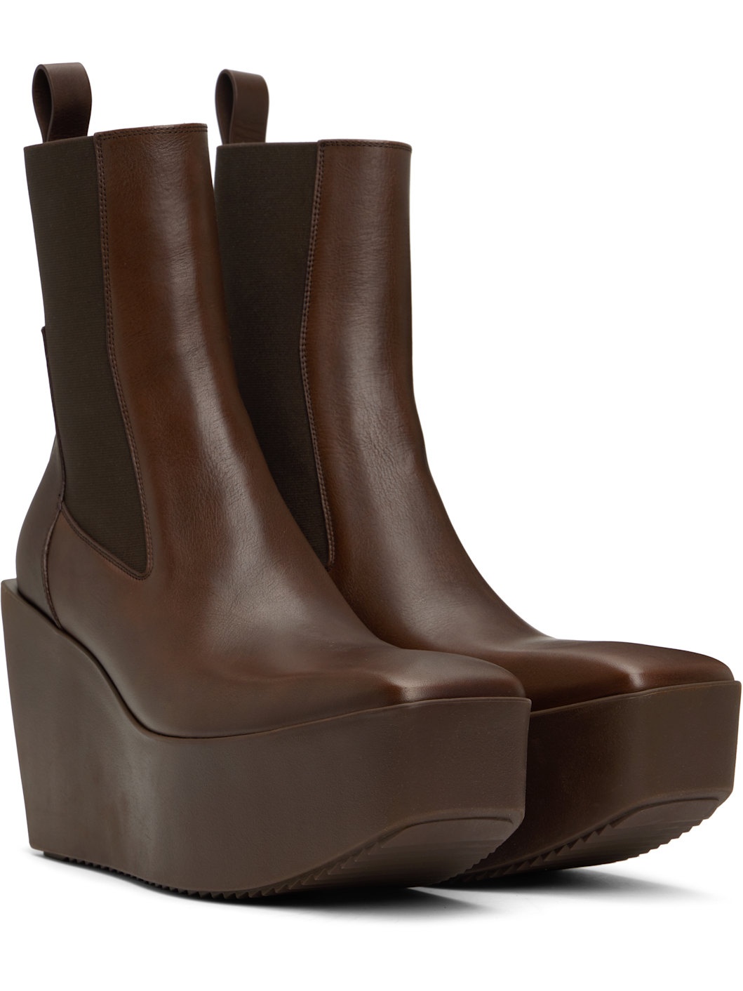 Brown Hollywood Sliver Platform Beatles Chelsea Boots - 4