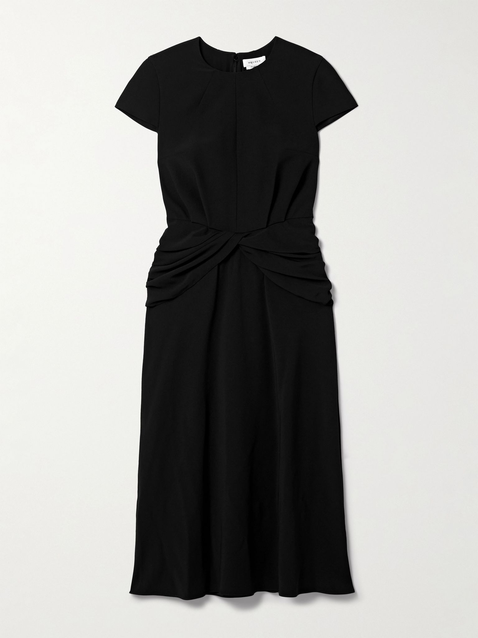 Twist-front draped crepe midi dress Black - 1