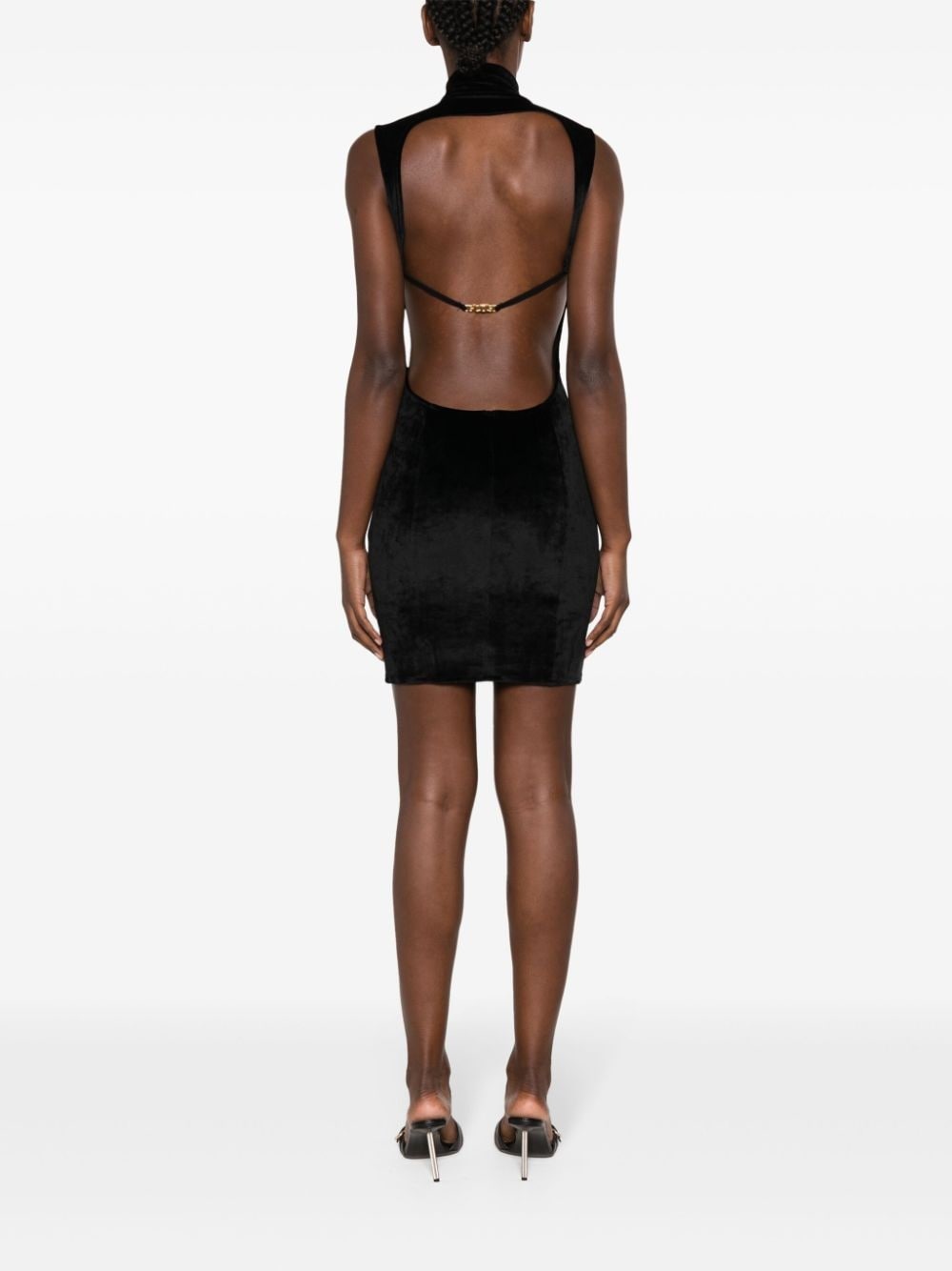 logo-plaque high-neck minidress - 4