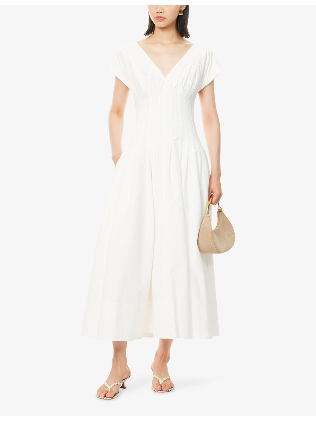 Nina Pleated Cotton-Blend Midi Dress - 2