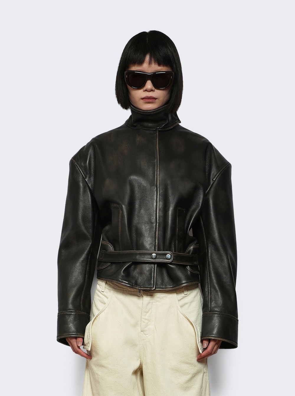 Burnished Eddie Leather Jacket Black - 2