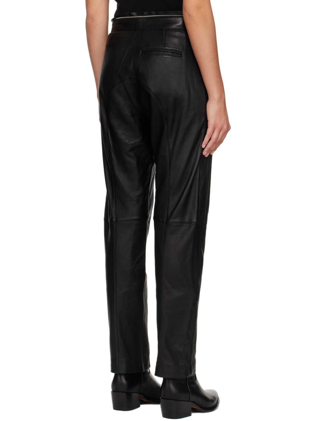 Black Sedona Moto Leather Pants - 3