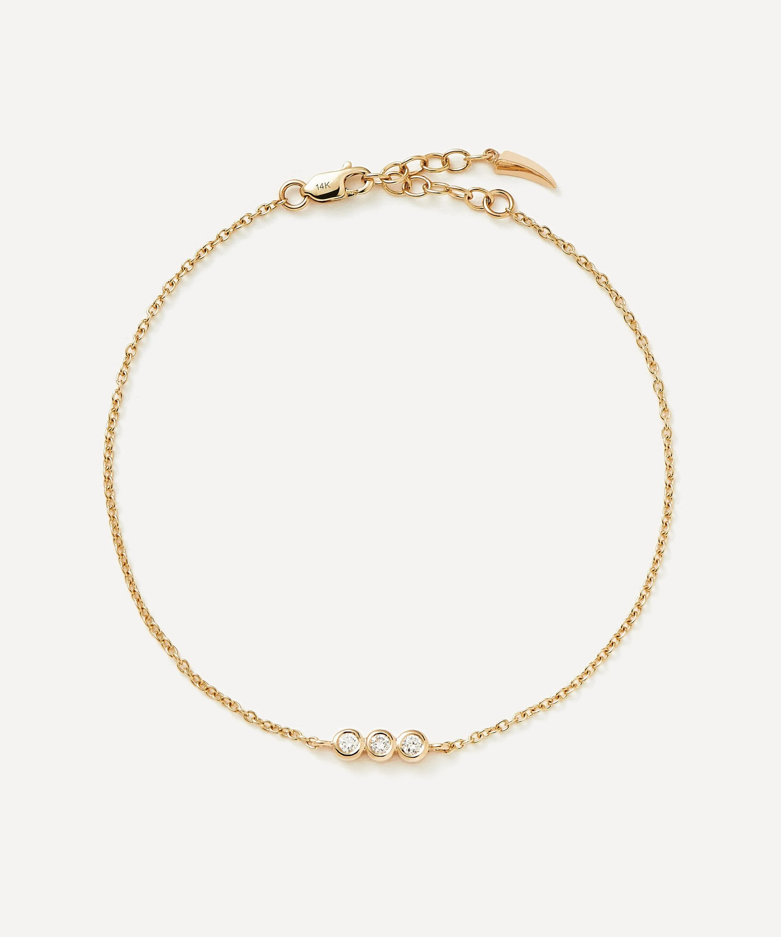 14ct Gold Fine Diamond Solitaire Trio Bracelet - 1