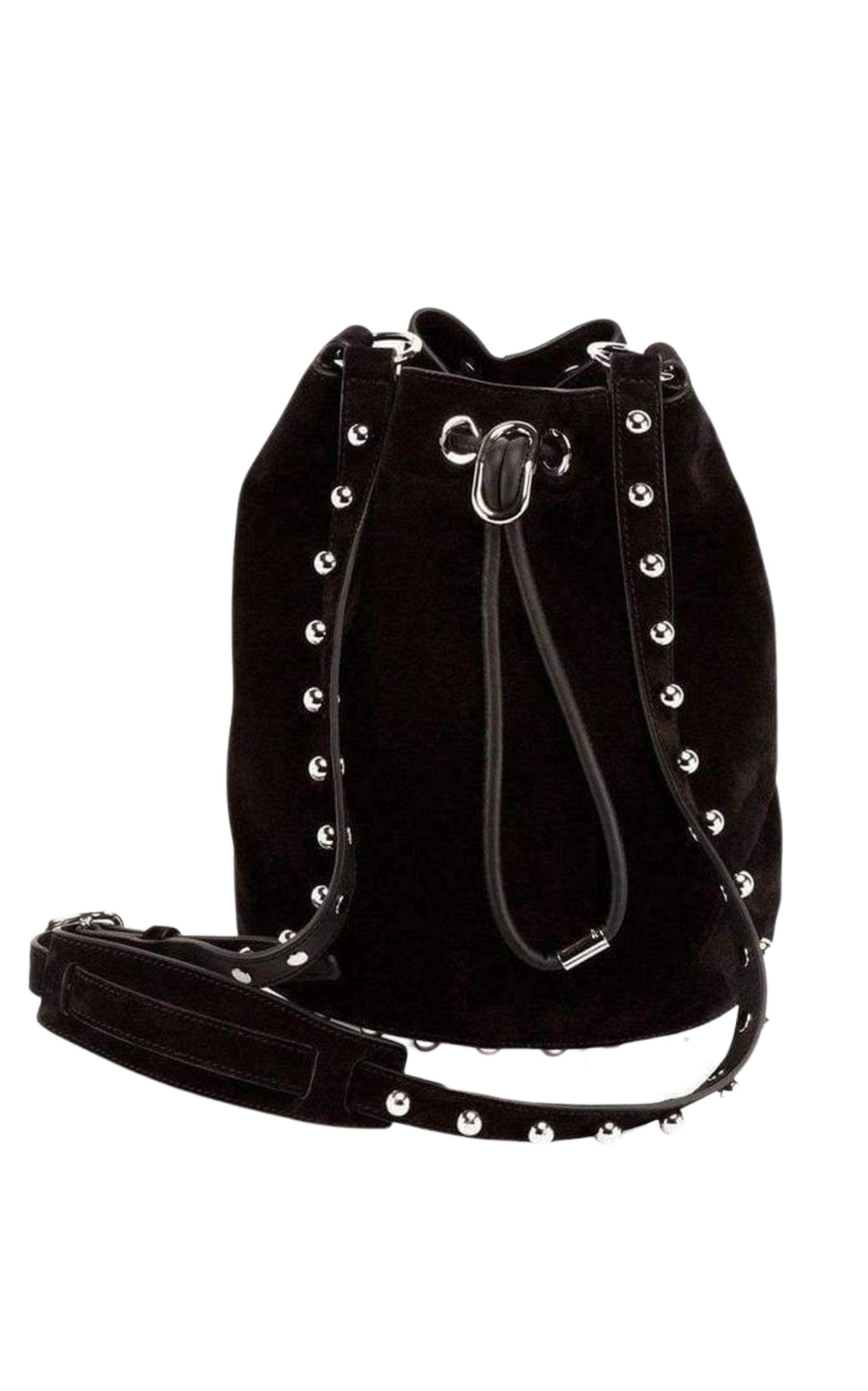 Black Suede Alpha Bucket Bag - 3