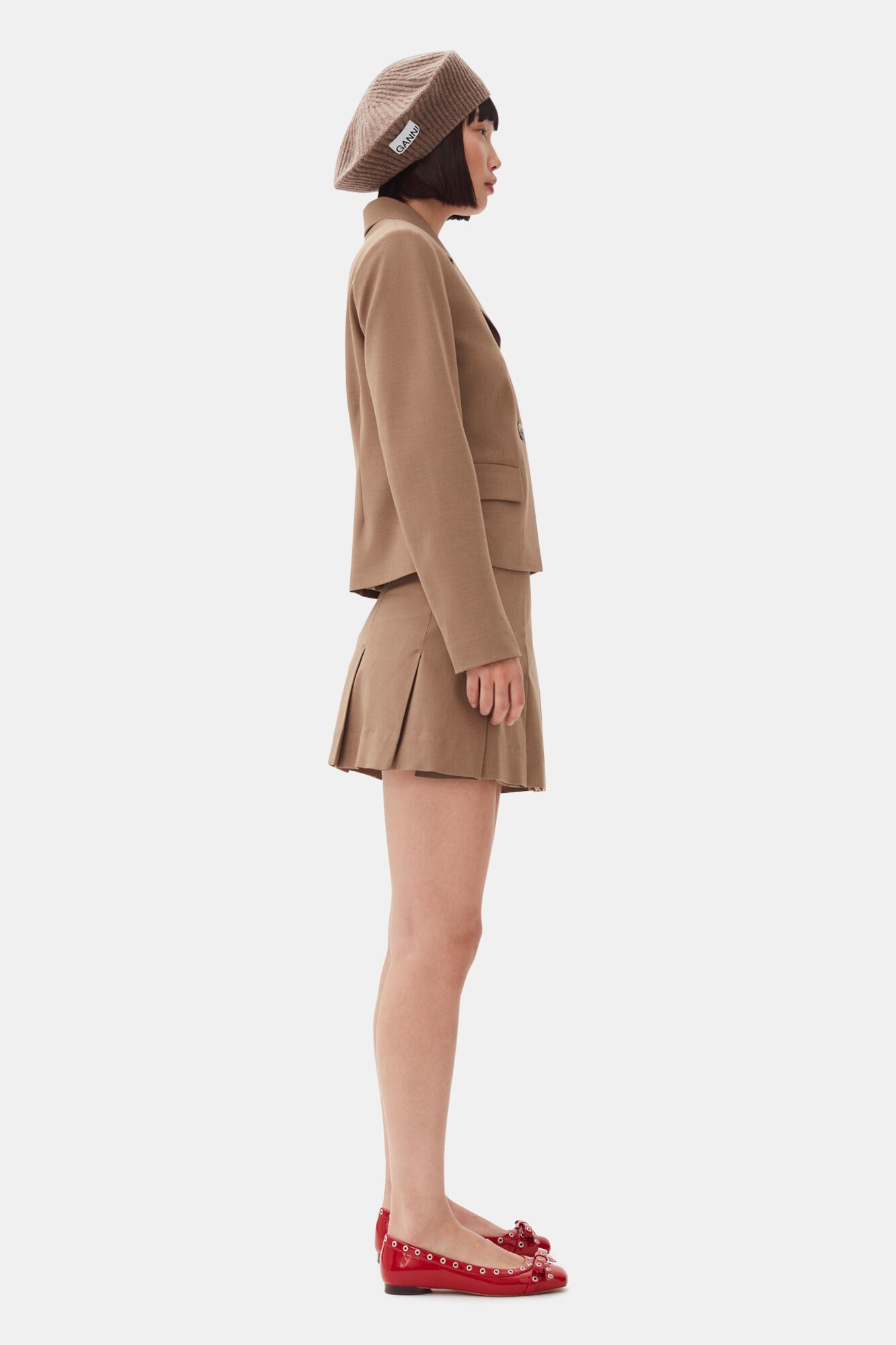 BROWN DRAPEY MELANGE FITTED BLAZER - 4