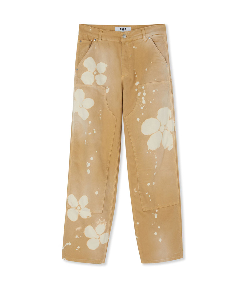 Workwear pants with tie-dye daisies 1