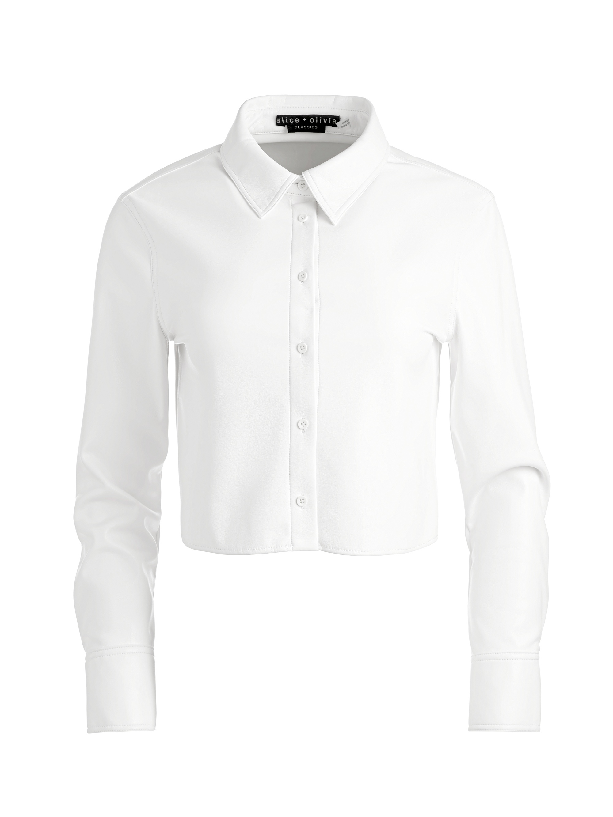 LEON CROPPED VEGAN LEATHER BUTTON DOWN - 1