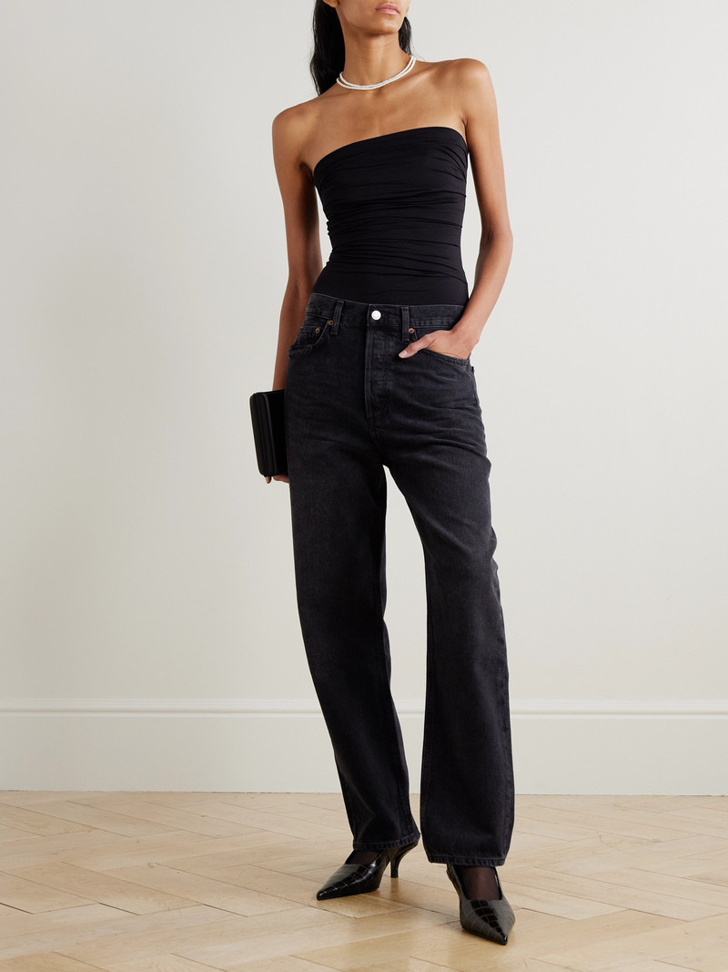 AGOLDE Gwyneth Strapless Ruched Stretch-jersey Bodysuit outlook