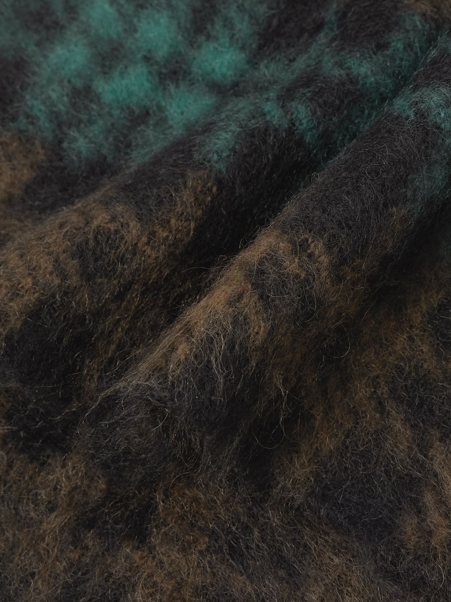 Checked mohair-blend scarf Dark brown - 3
