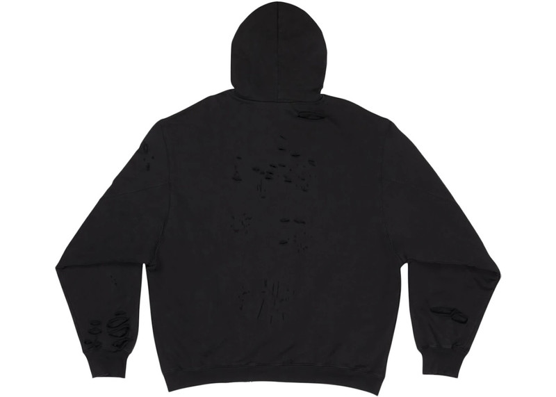 BALENCIAGA Balenciaga Caps Destroyed Oversize Fit Hoodie Black/Black outlook