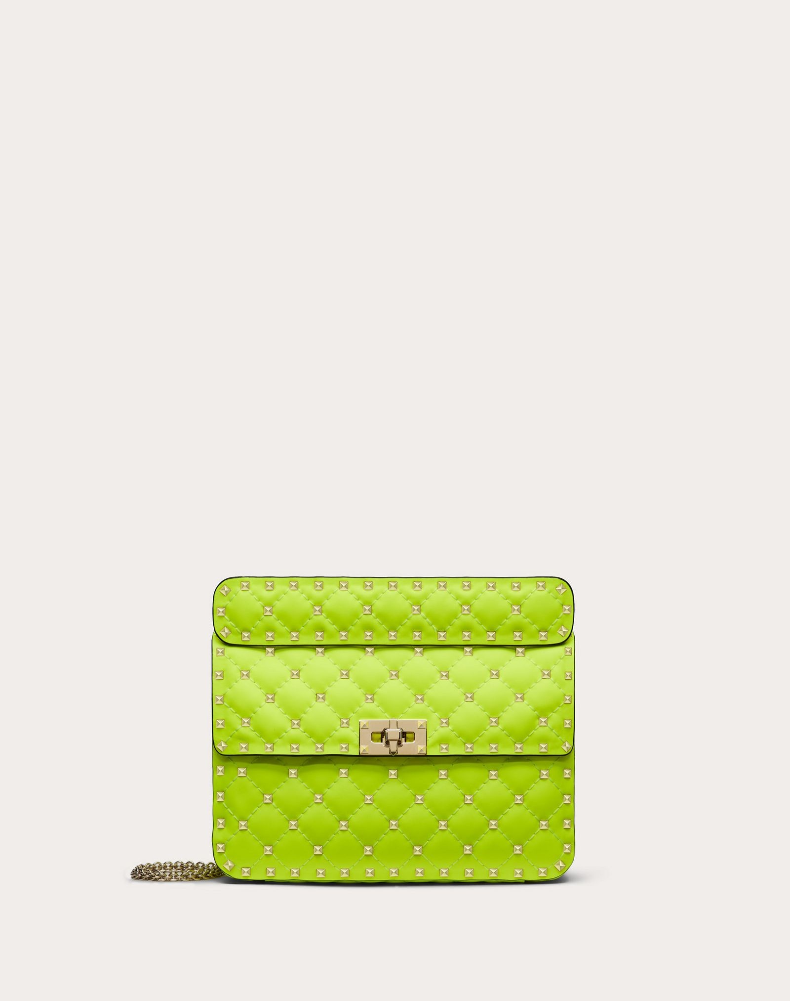 Medium Rockstud Spike fluo calfskin leather bag - 1