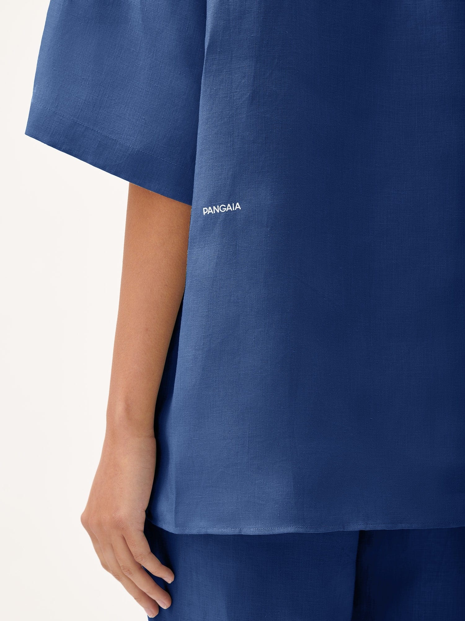 Womens DNA Linen Camp Collar Shirt - Lapis Blue - 4