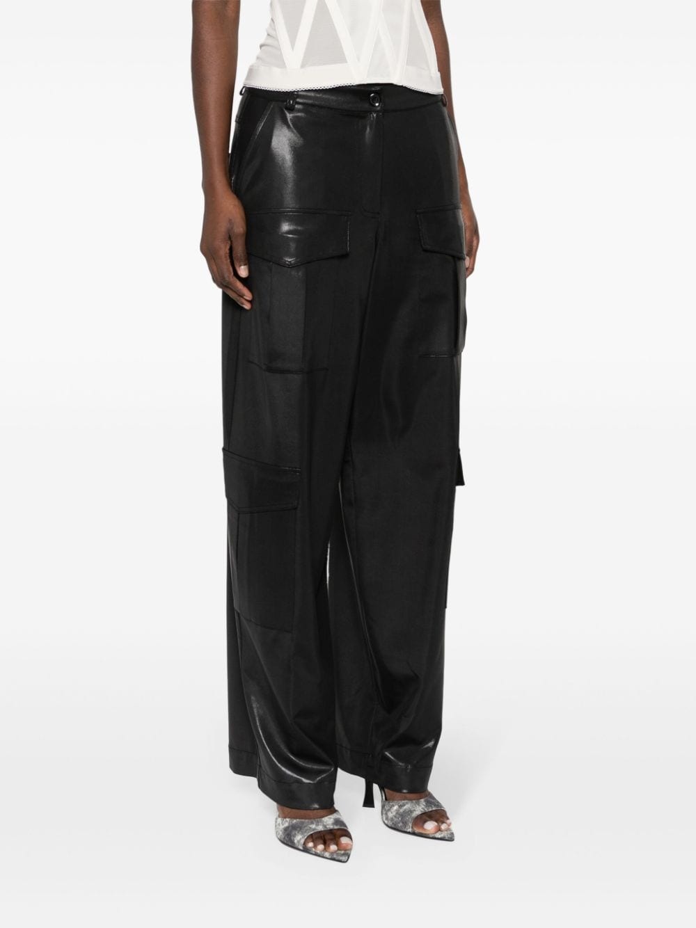 lamÃ© effect cargo pants - 3