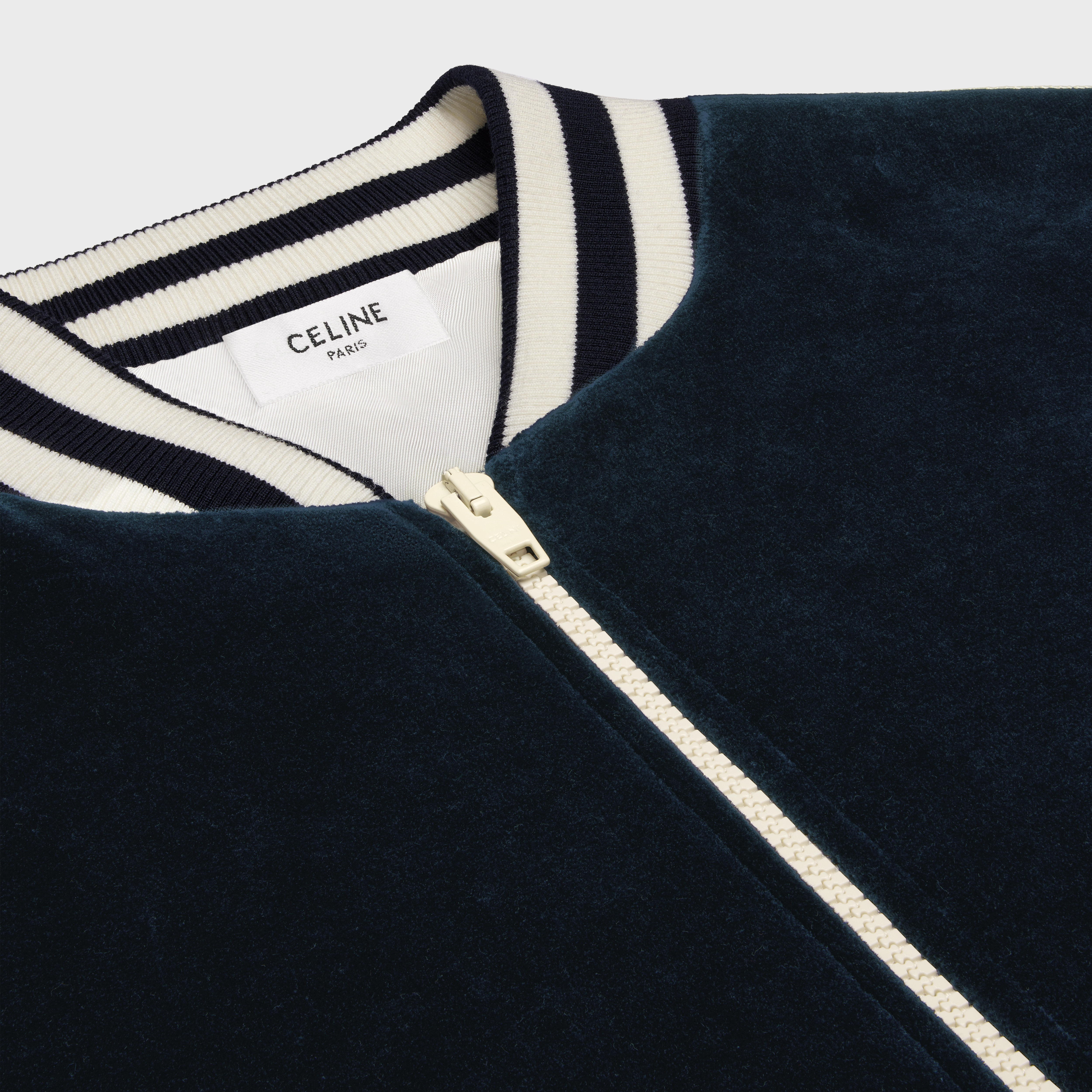CELINE triomphe teddy jacket in velvet jersey | REVERSIBLE