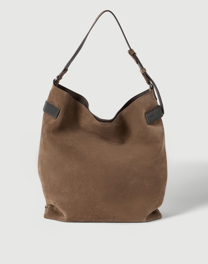 Essence hobo bag in suede with precious bands 1