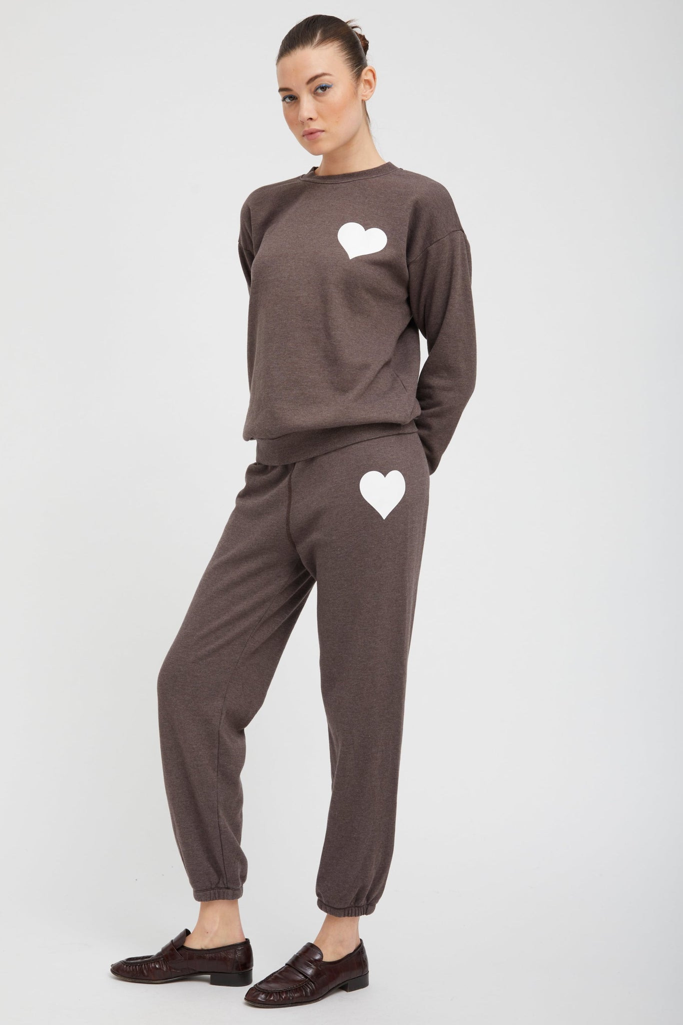 HEATHER BROWN HEART SWEATPANTS - 2