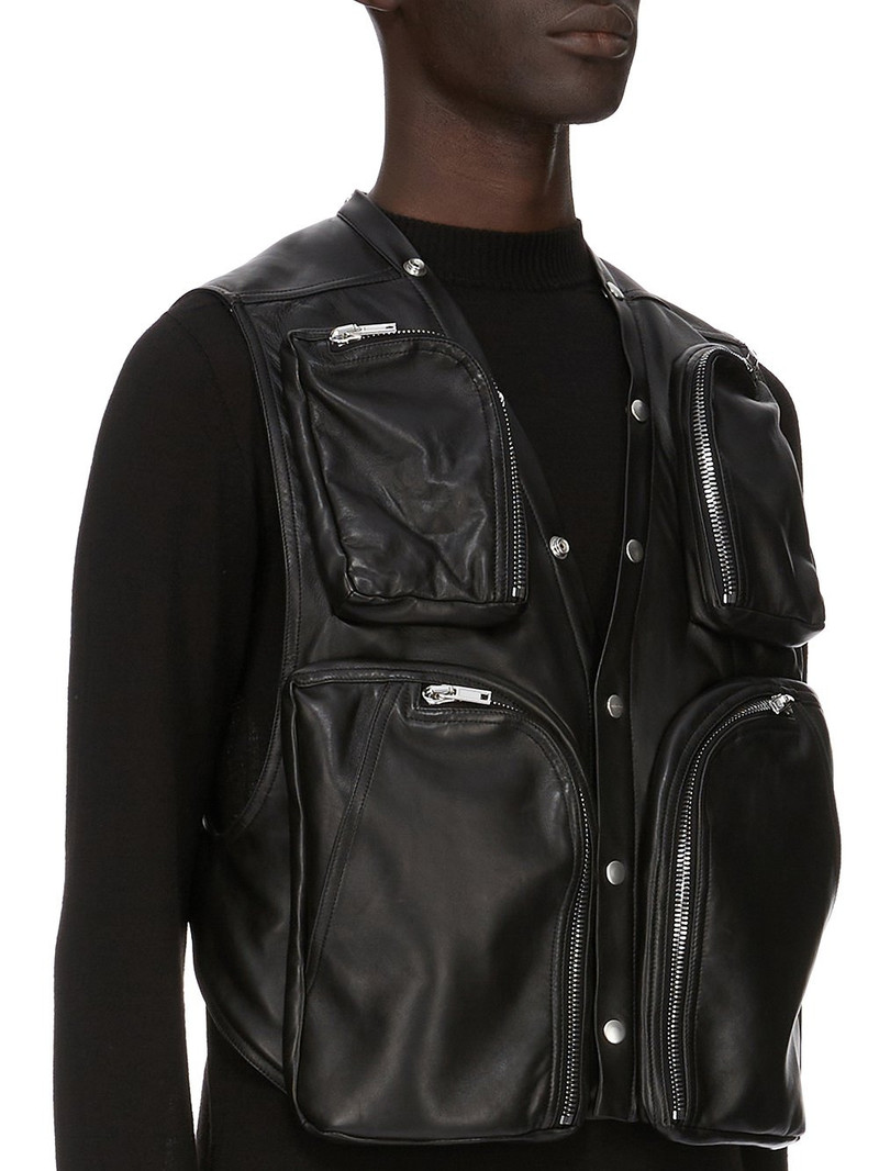 Black Concordians Cargo Leather Vest 4
