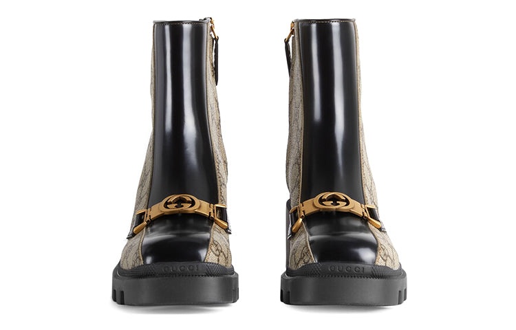 (WMNS) Gucci Horesbit Interlocking G ankle boots 'Black Ebony' 670412-2OQ50-9763 - 4