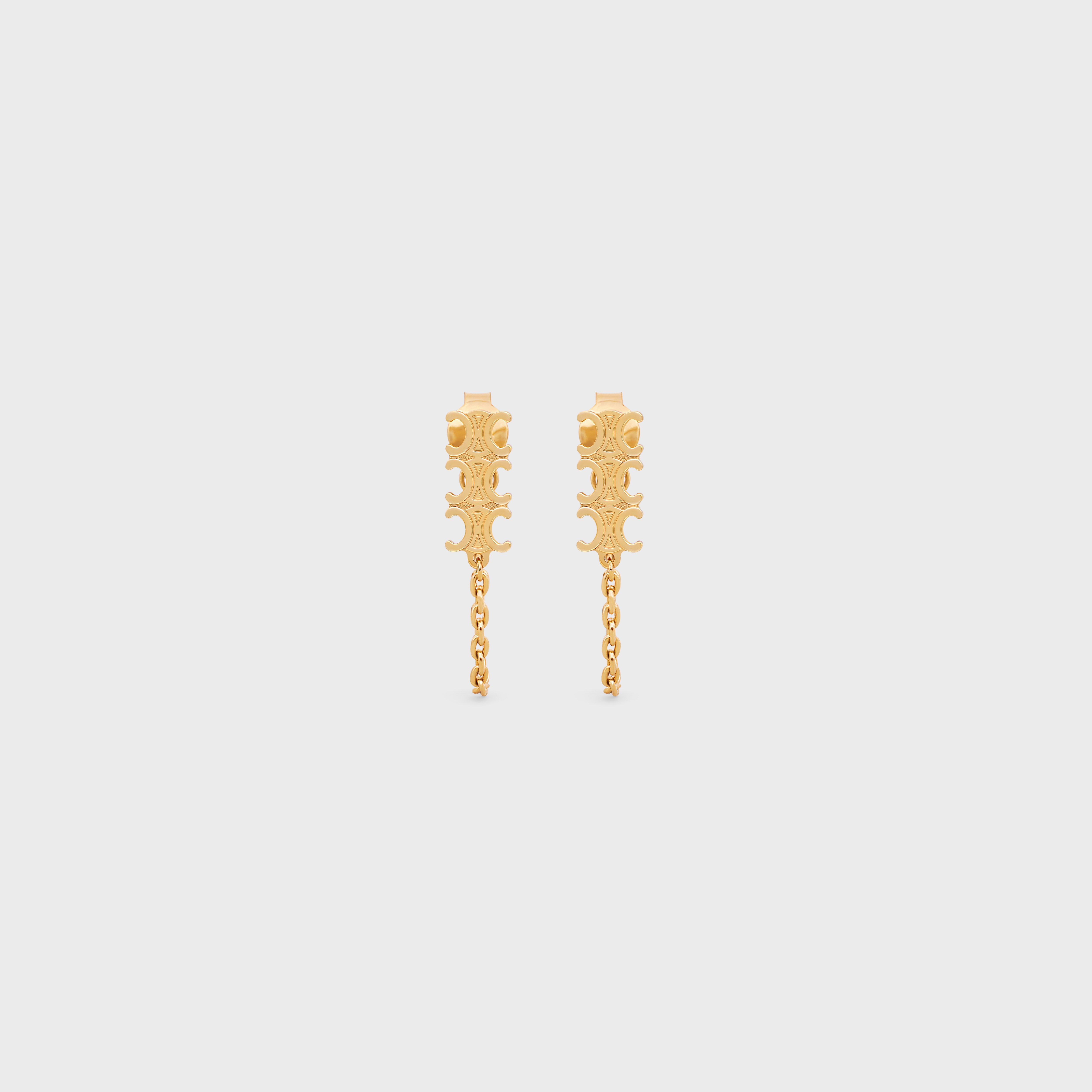 Triomphe Chain Earrings in Brass with Gold Finish - 1