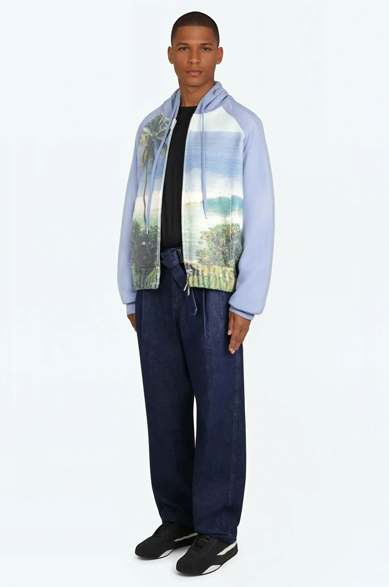 FULL PRINT PANEL HOODY ZIP-UP | LIGHT BLUE - 3