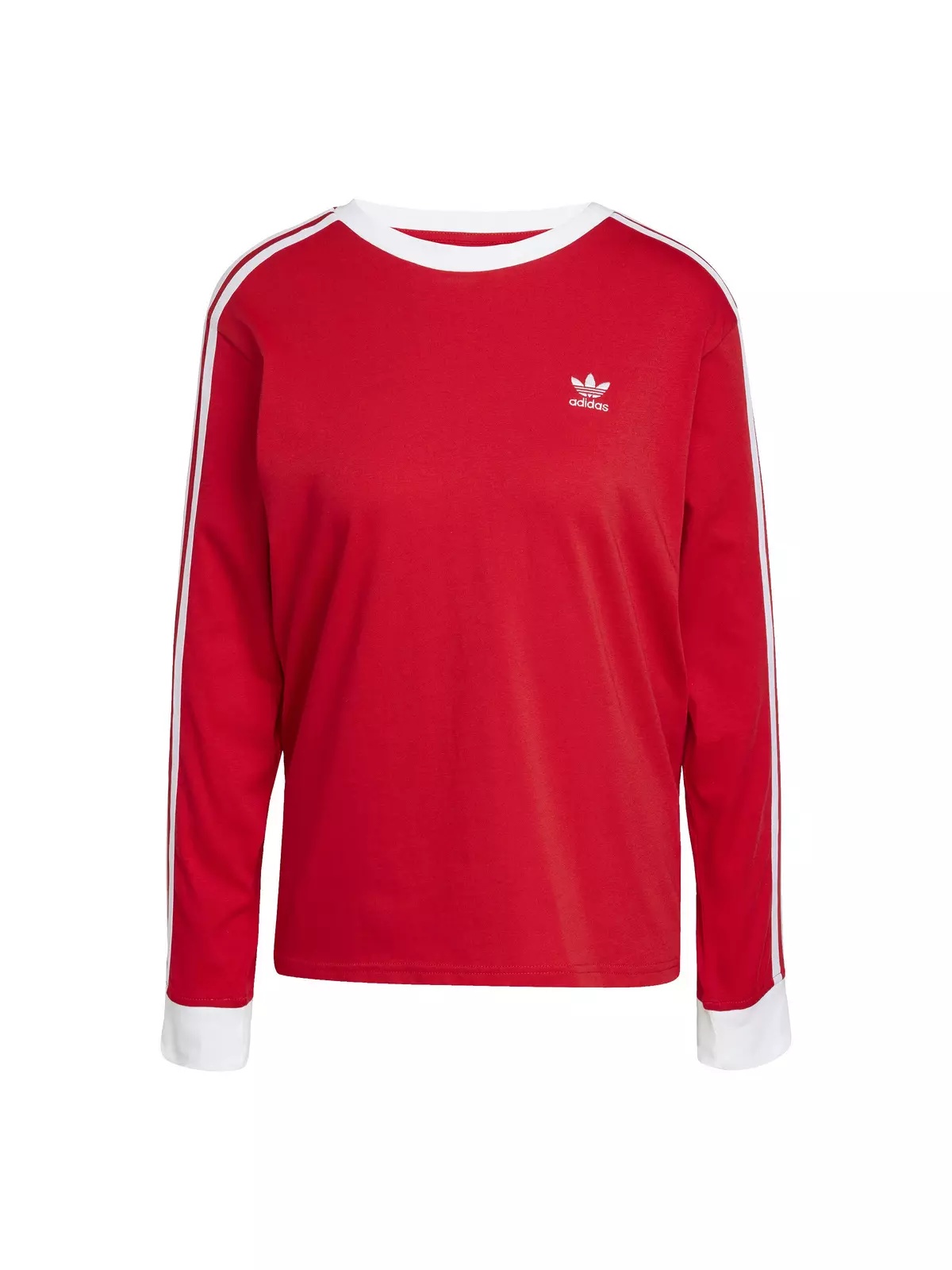 Originals Women's Adicolor 3-Stripes Regular Long-Sleeve T-Shirt -Red - 6