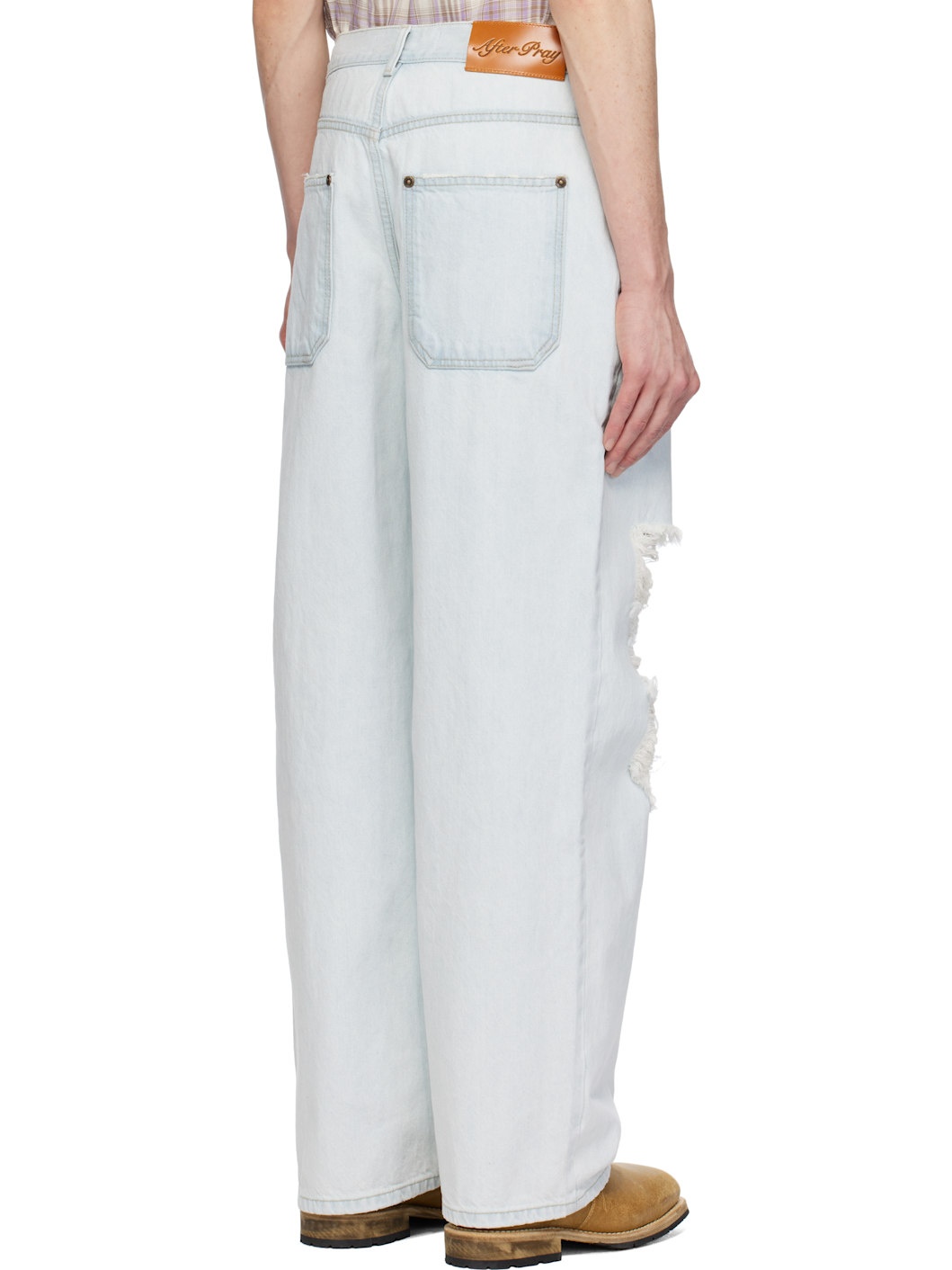 Blue Relaxed Destroyed Jeans - 3